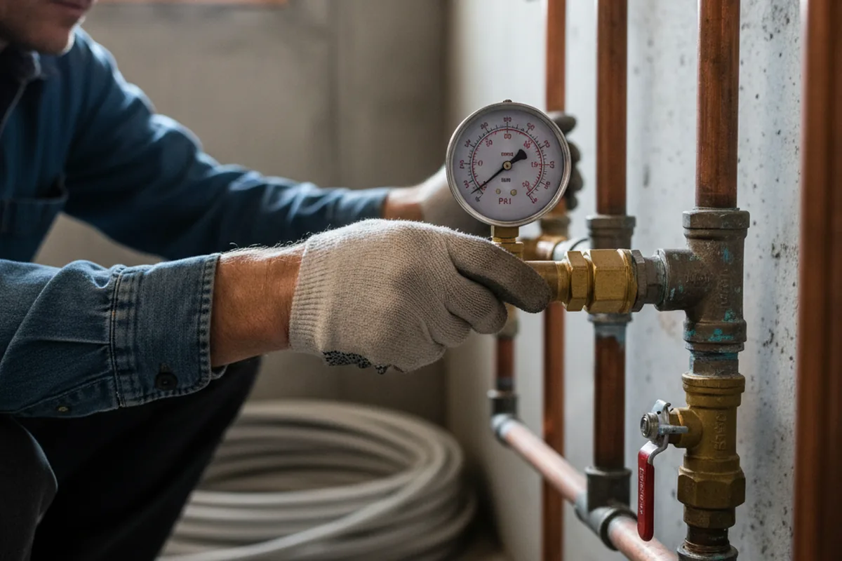 Pressure testing a repaired line during Water Line Repair in Orfordville
